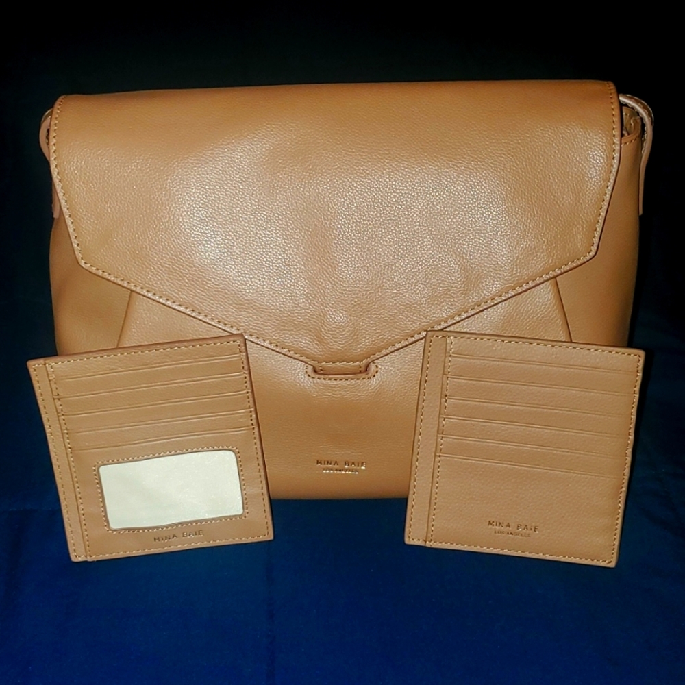 ❌️SOLD❌️♥️BUNDLE♥️ MINA BAIE TAN AUDREY W/ CARD WALLET 1.0 & NEW TAN CARD WALLET